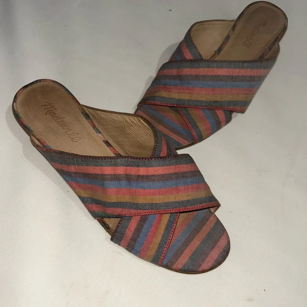 Madewell the Ruthie crisscross striped mules - Picture 2 of 11